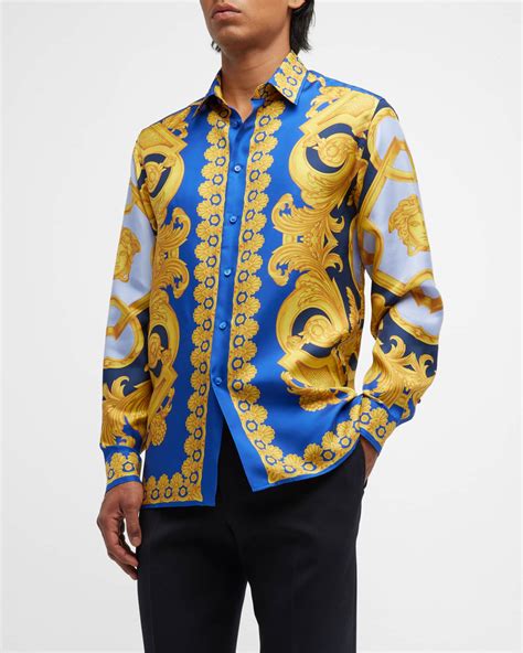 versace silk baroque white shirt|Versace silk shirt price.